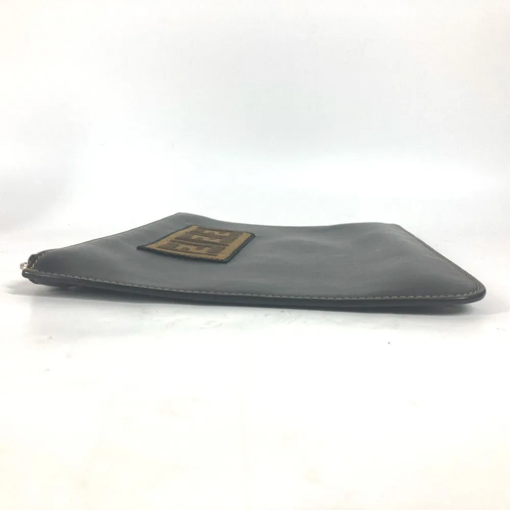 FENDI Clutch bag 7N0078 leather black Pouch Zucca logo mens Used