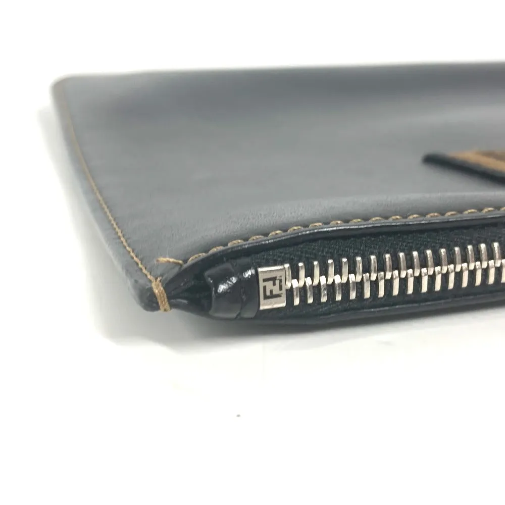 FENDI Clutch bag 7N0078 leather black Pouch Zucca logo mens Used