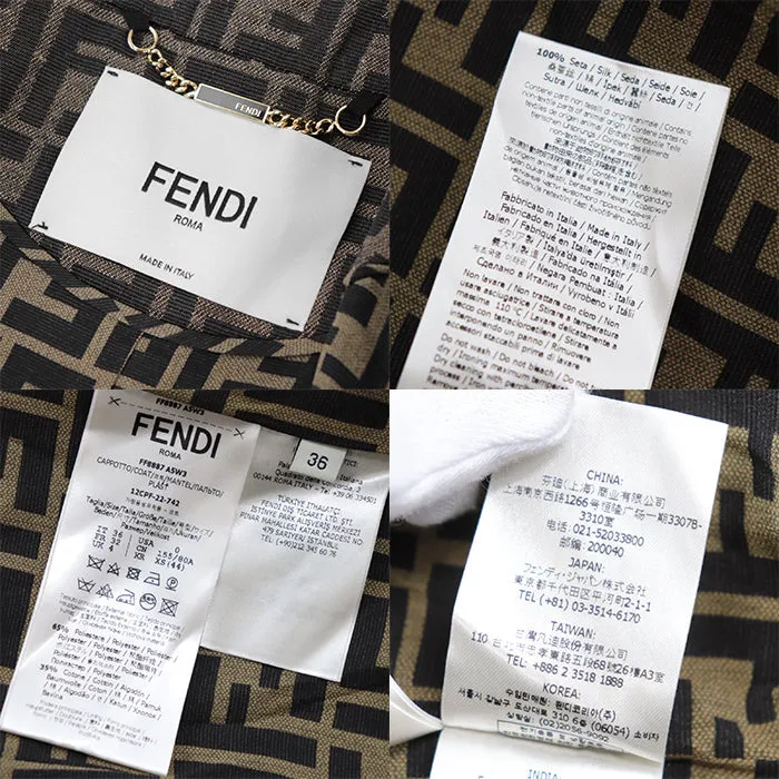 FENDI coat polyester Khaki, Brown FF8887 A5W3 36