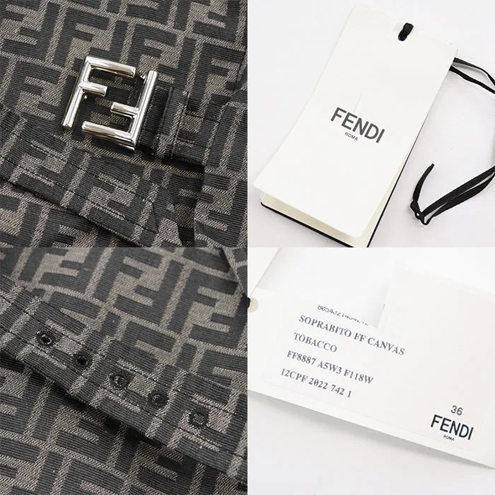 FENDI coat polyester Khaki, Brown FF8887 A5W3 36