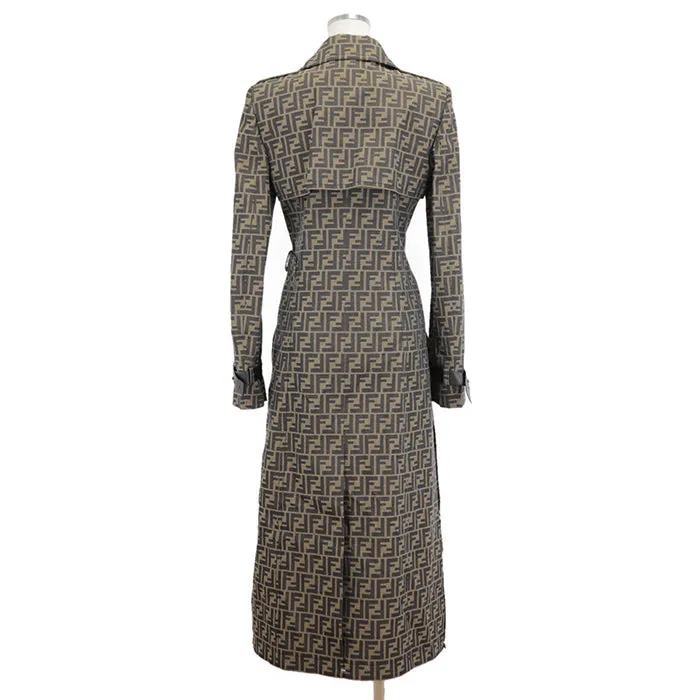 FENDI coat polyester Khaki, Brown FF8887 A5W3 36