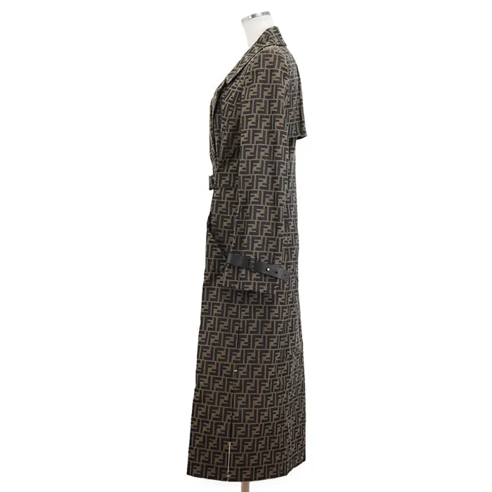 FENDI coat polyester Khaki, Brown FF8887 A5W3 36