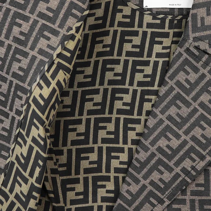 FENDI coat polyester Khaki, Brown FF8887 A5W3 36