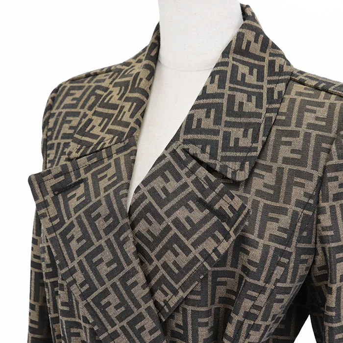 FENDI coat polyester Khaki, Brown FF8887 A5W3 36
