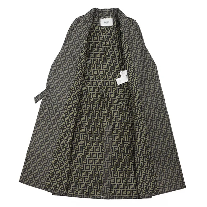 FENDI coat polyester Khaki, Brown FF8887 A5W3 36