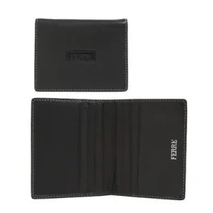 Ferre Leather Card Holder wtih Beige Stitching