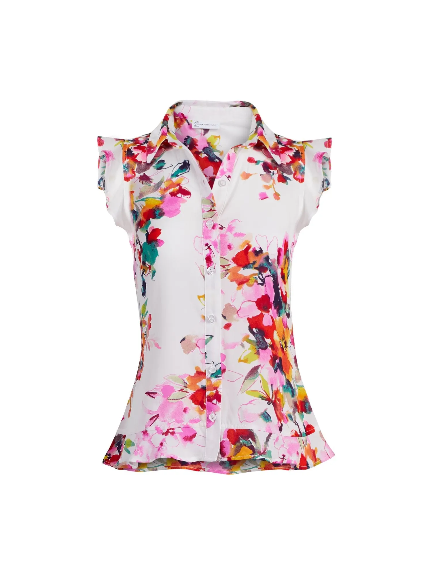 Floral Flounced-Hem Blouse