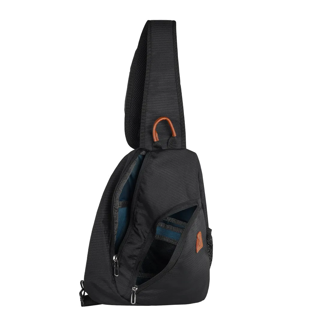 Fly Fashion Nylon Cross Body Chest Sling Bags for Mens & Womens Stylish Sling Shoulder Bag Compact Outdoor Crossbody Messenger Backpack- Black