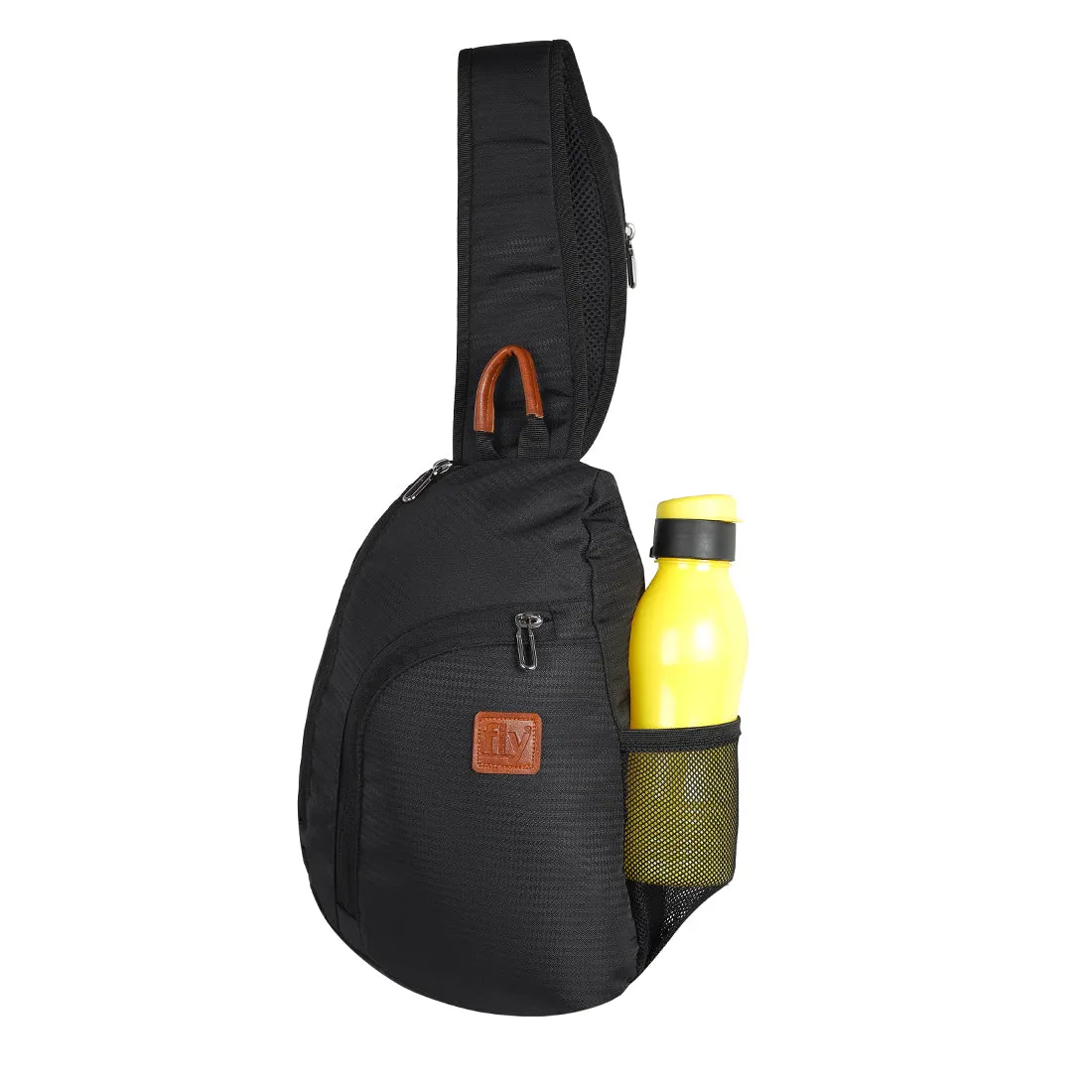 Fly Fashion Nylon Cross Body Chest Sling Bags for Mens & Womens Stylish Sling Shoulder Bag Compact Outdoor Crossbody Messenger Backpack- Black