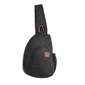 Fly Fashion Nylon Cross Body Chest Sling Bags for Mens & Womens Stylish Sling Shoulder Bag Compact Outdoor Crossbody Messenger Backpack- Black