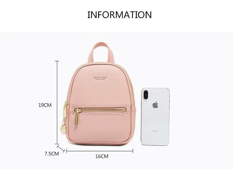 Forever Young Small Designer PU Leather Backpack