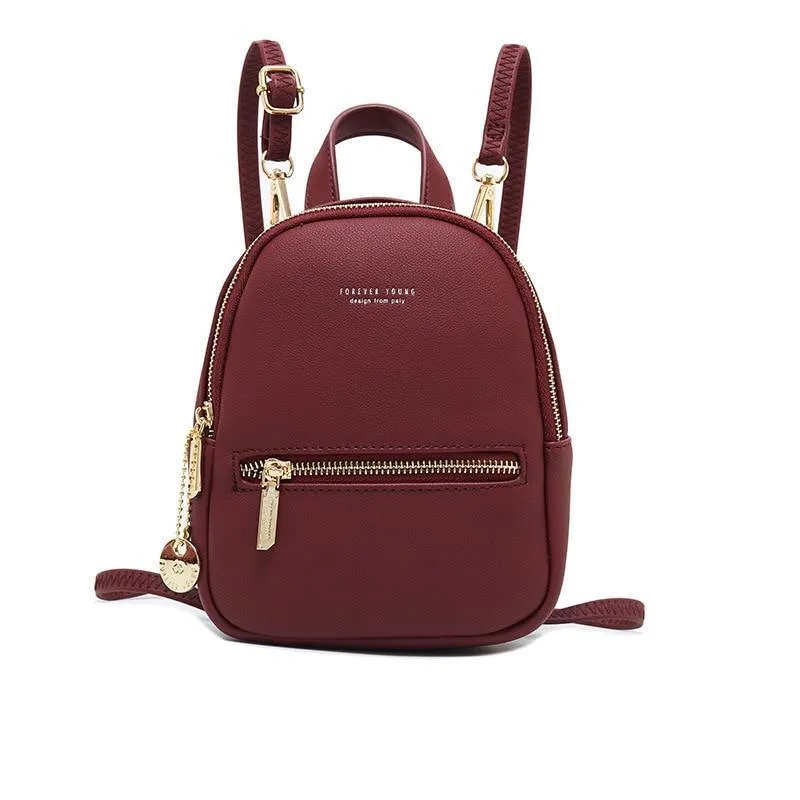 Forever Young Small Designer PU Leather Backpack