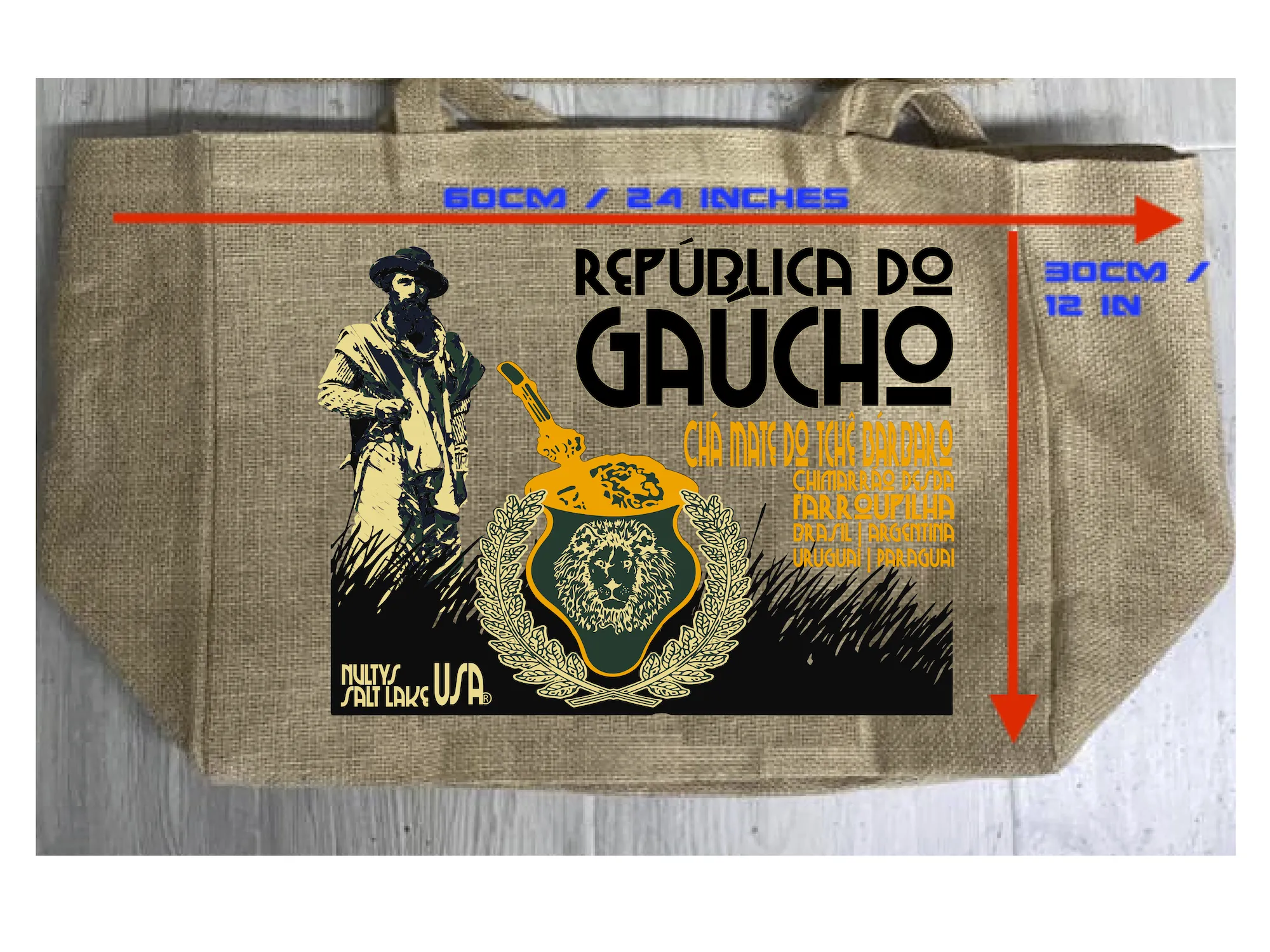 GAUCHO YERBA MATE BURLAP TOTE BAG