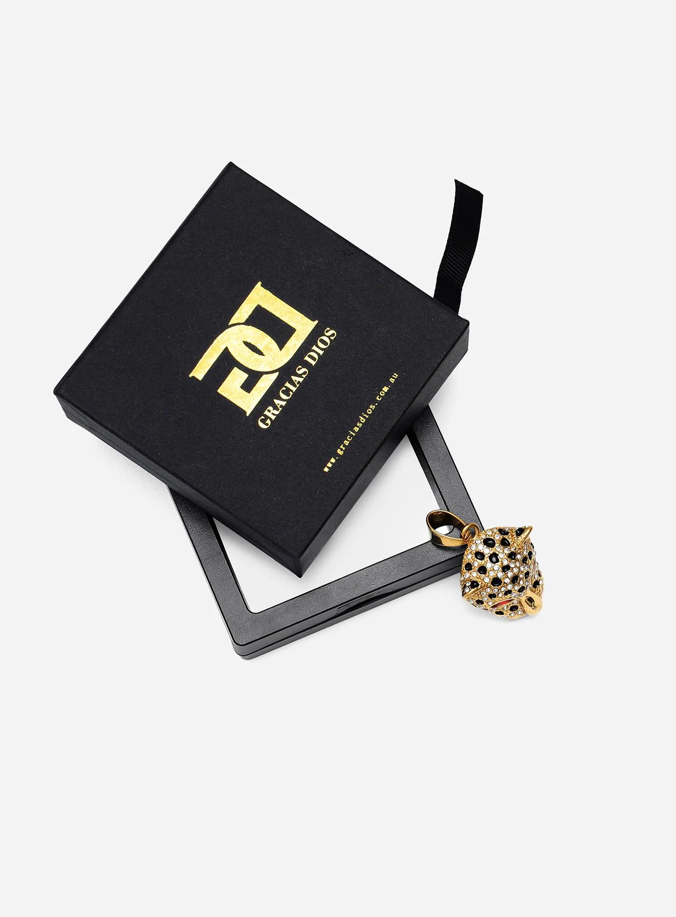 GD Red Eyed Leopard Diamante Pendant
