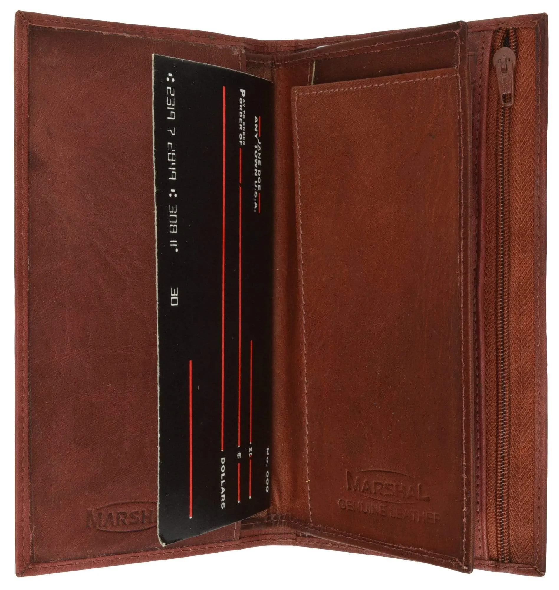 Genuine Leather Checkbook Cover Wallet Organizer with Credit Card Holder 253 CF (C)