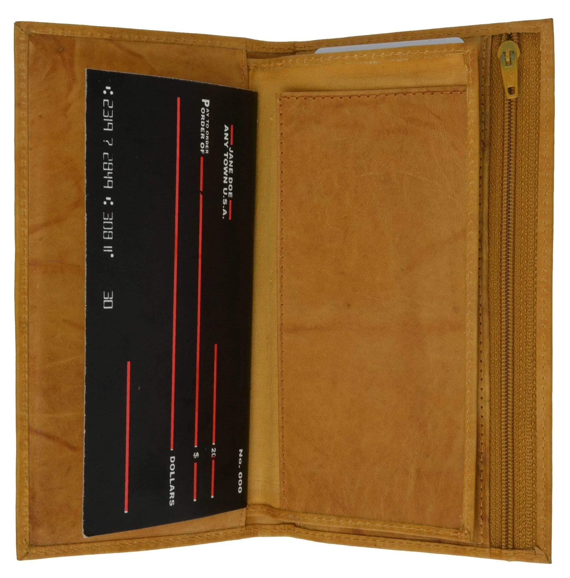 Genuine Leather Checkbook Cover Wallet Organizer with Credit Card Holder 253 CF (C)