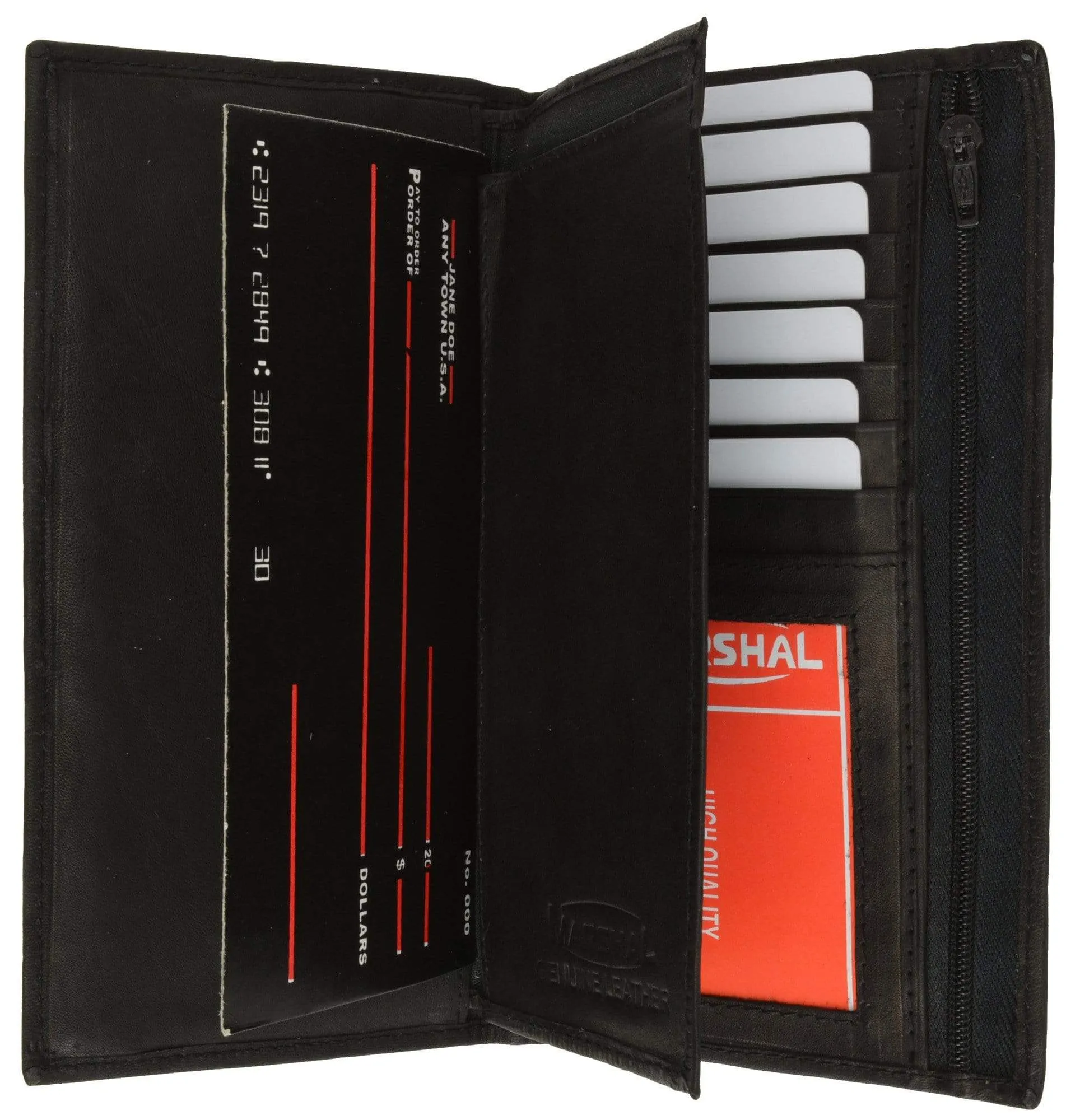 Genuine Leather Checkbook Cover Wallet Organizer with Credit Card Holder 253 CF (C)