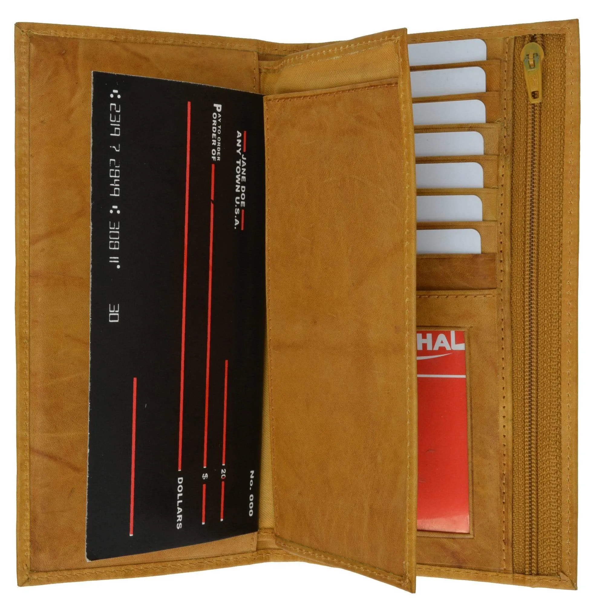 Genuine Leather Checkbook Cover Wallet Organizer with Credit Card Holder 253 CF (C)