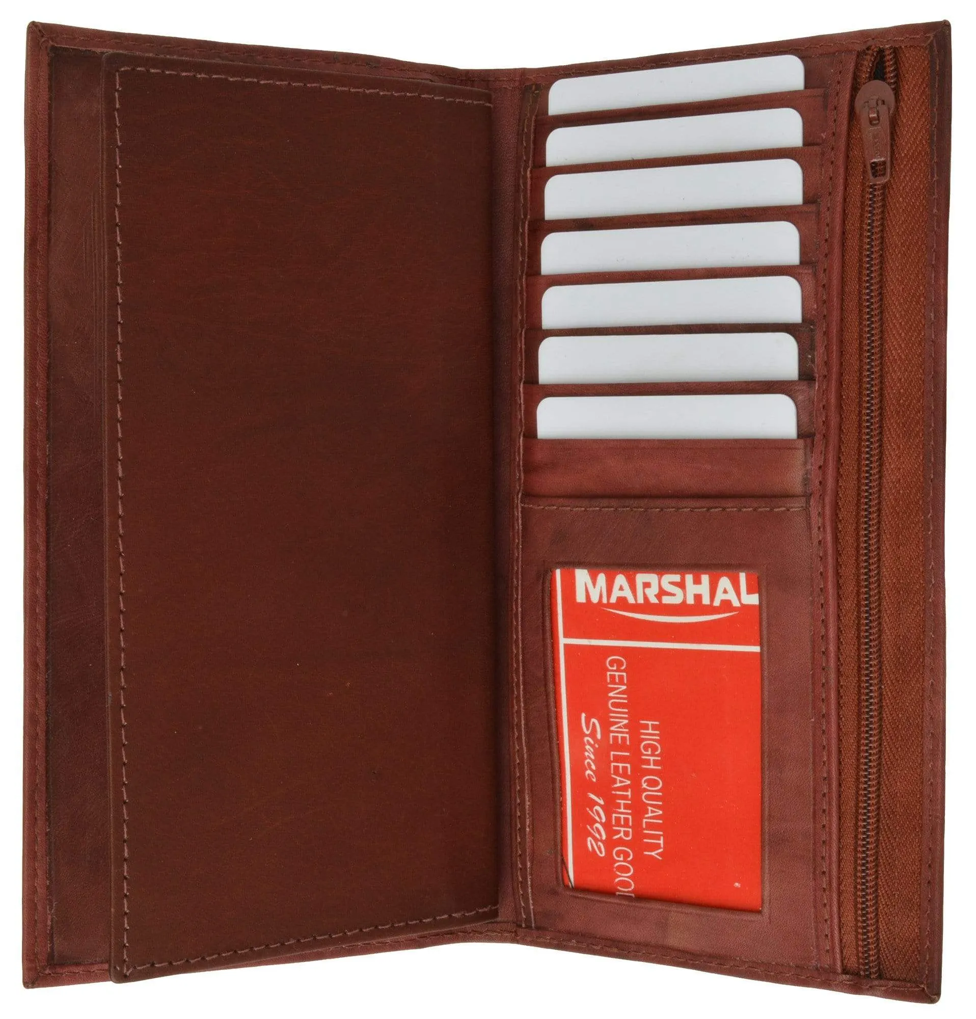 Genuine Leather Checkbook Cover Wallet Organizer with Credit Card Holder 253 CF (C)