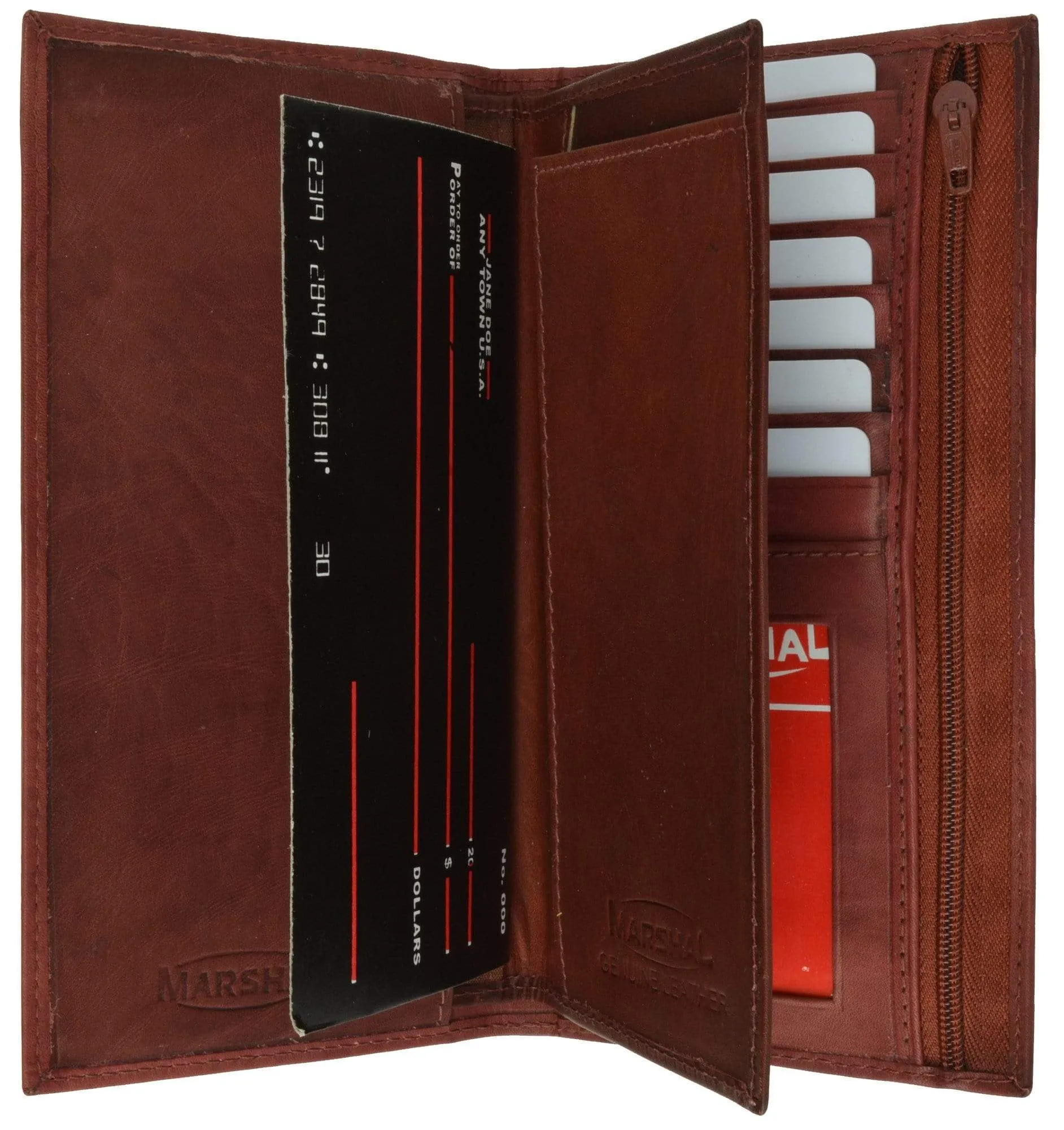 Genuine Leather Checkbook Cover Wallet Organizer with Credit Card Holder 253 CF (C)