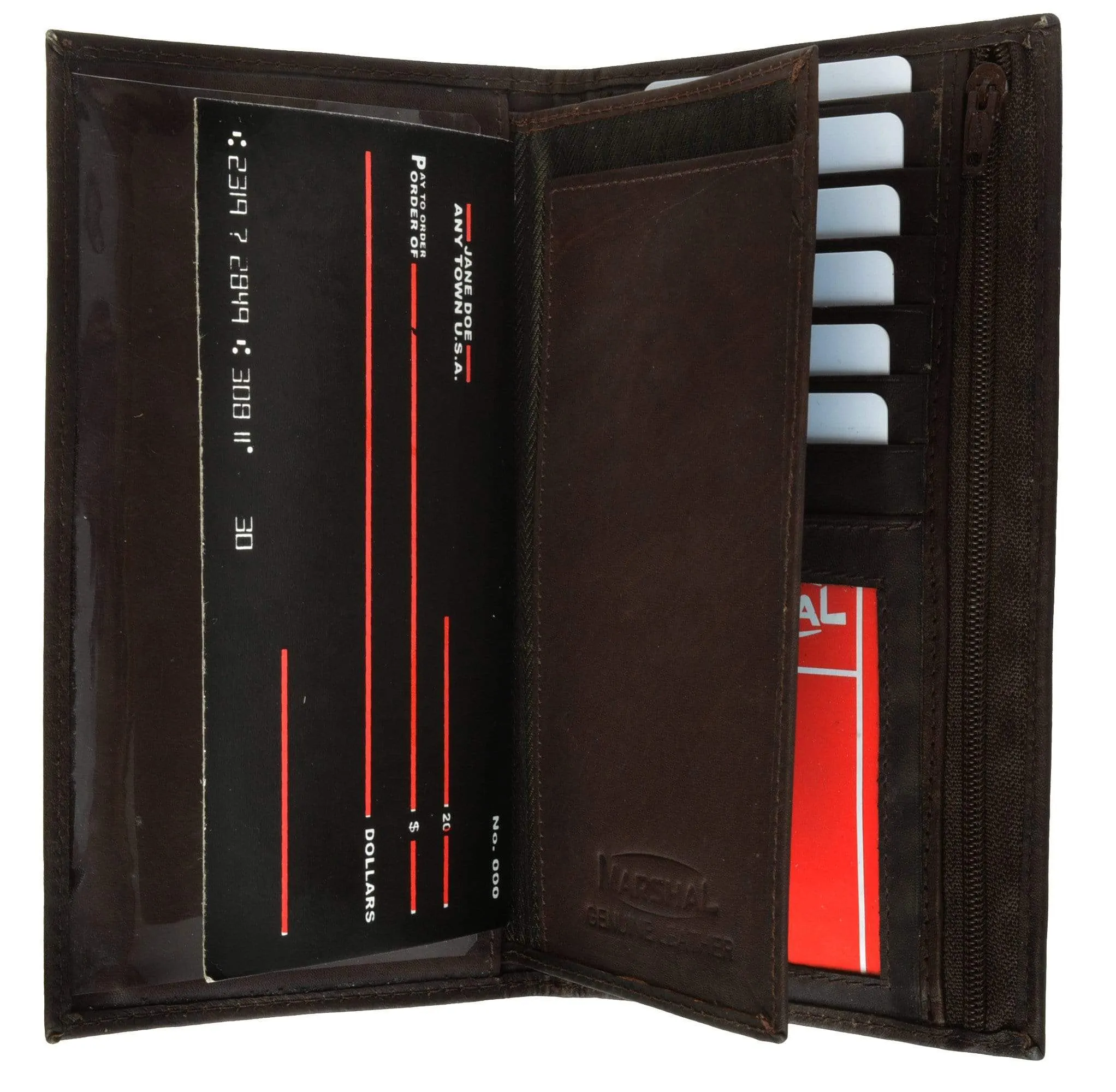 Genuine Leather Checkbook Cover Wallet Organizer with Credit Card Holder 253 CF (C)