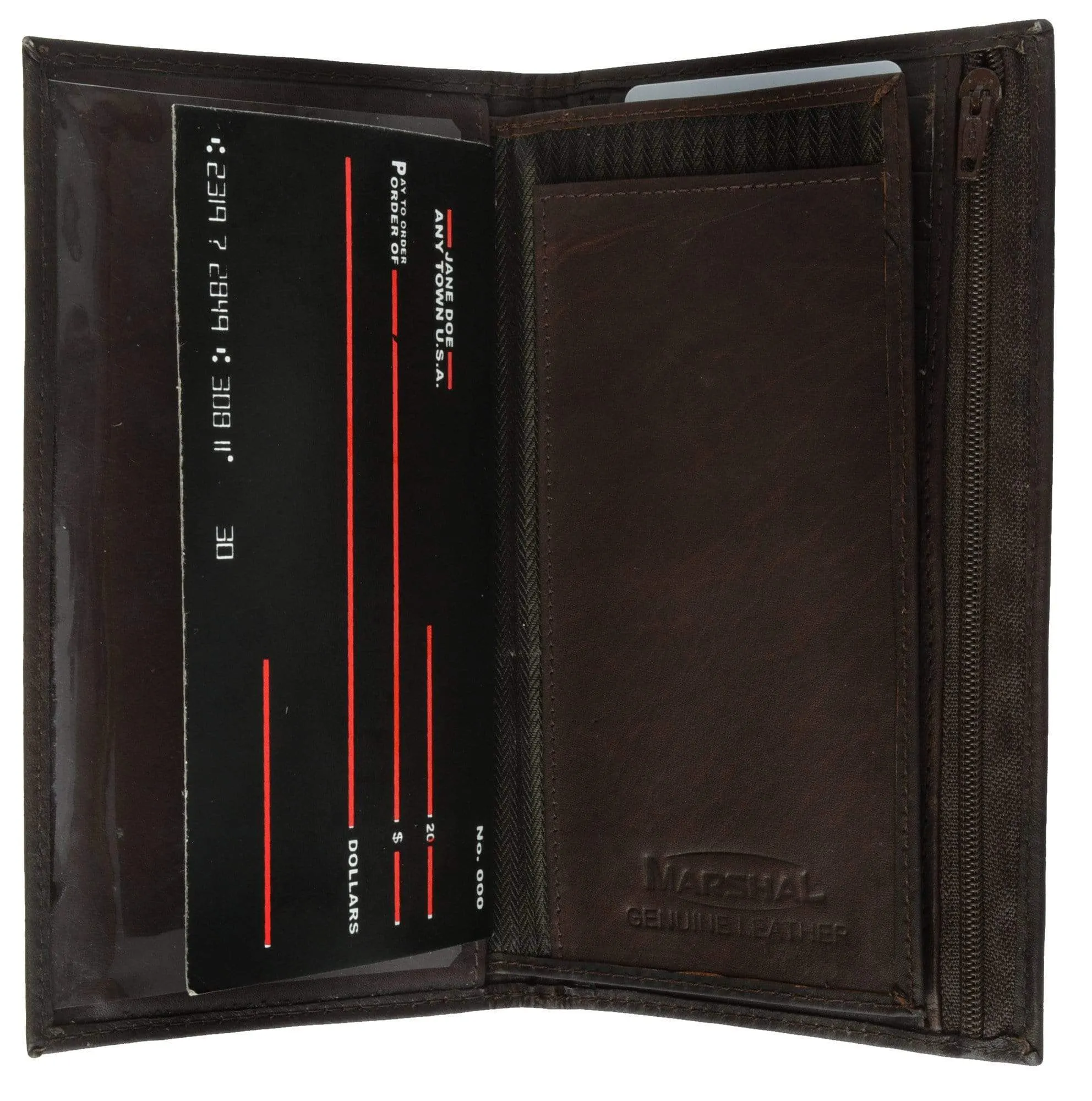 Genuine Leather Checkbook Cover Wallet Organizer with Credit Card Holder 253 CF (C)