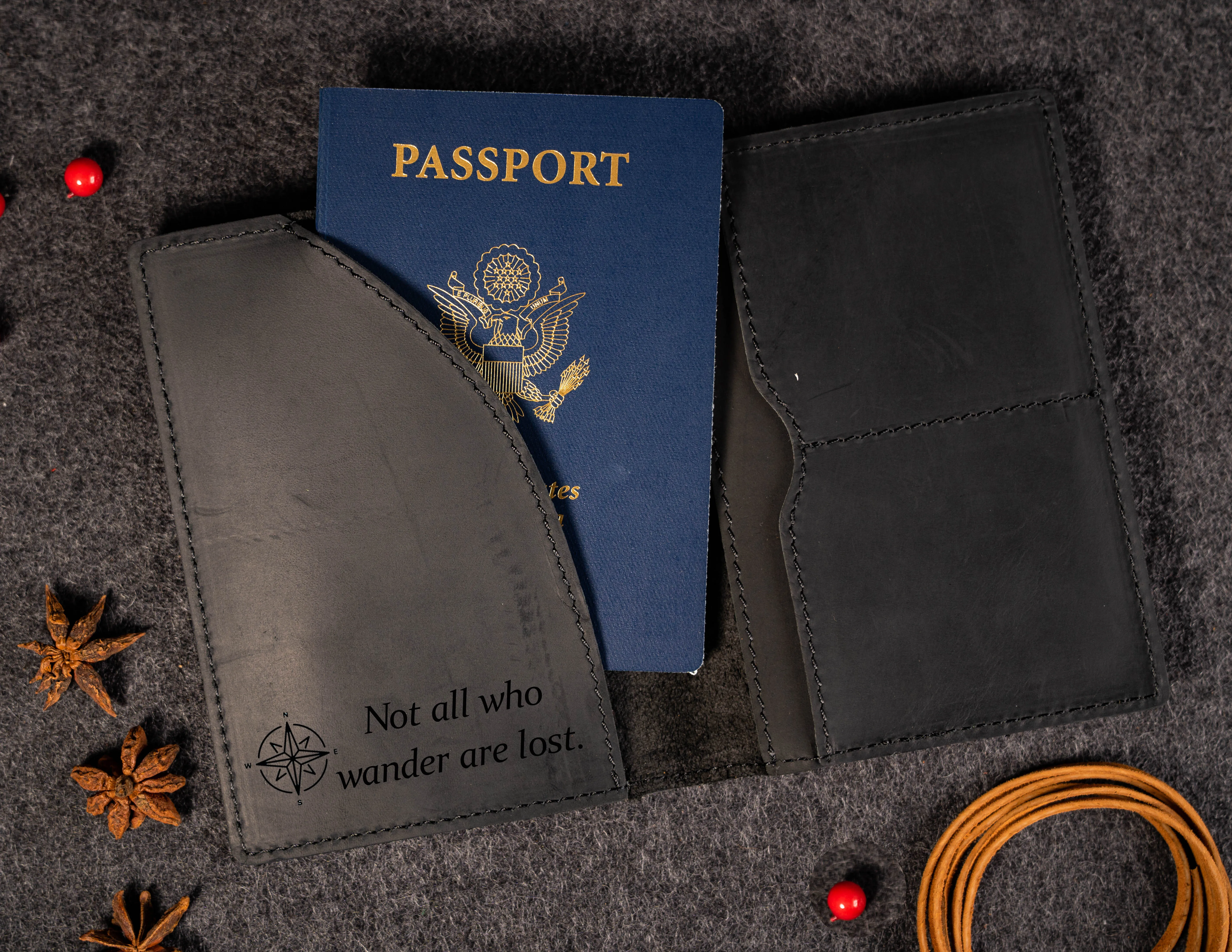 Genuine Leather Passport Holder Black