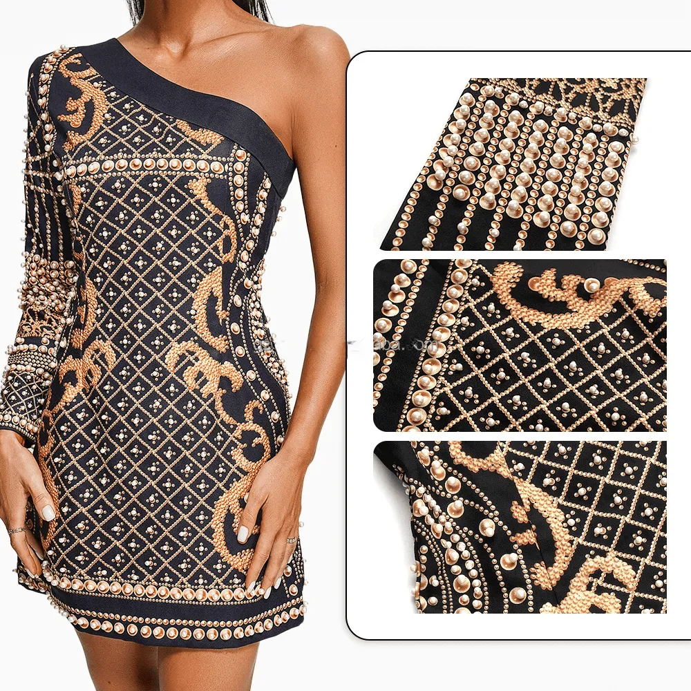 Glamorous Beaded One-Shoulder Gown