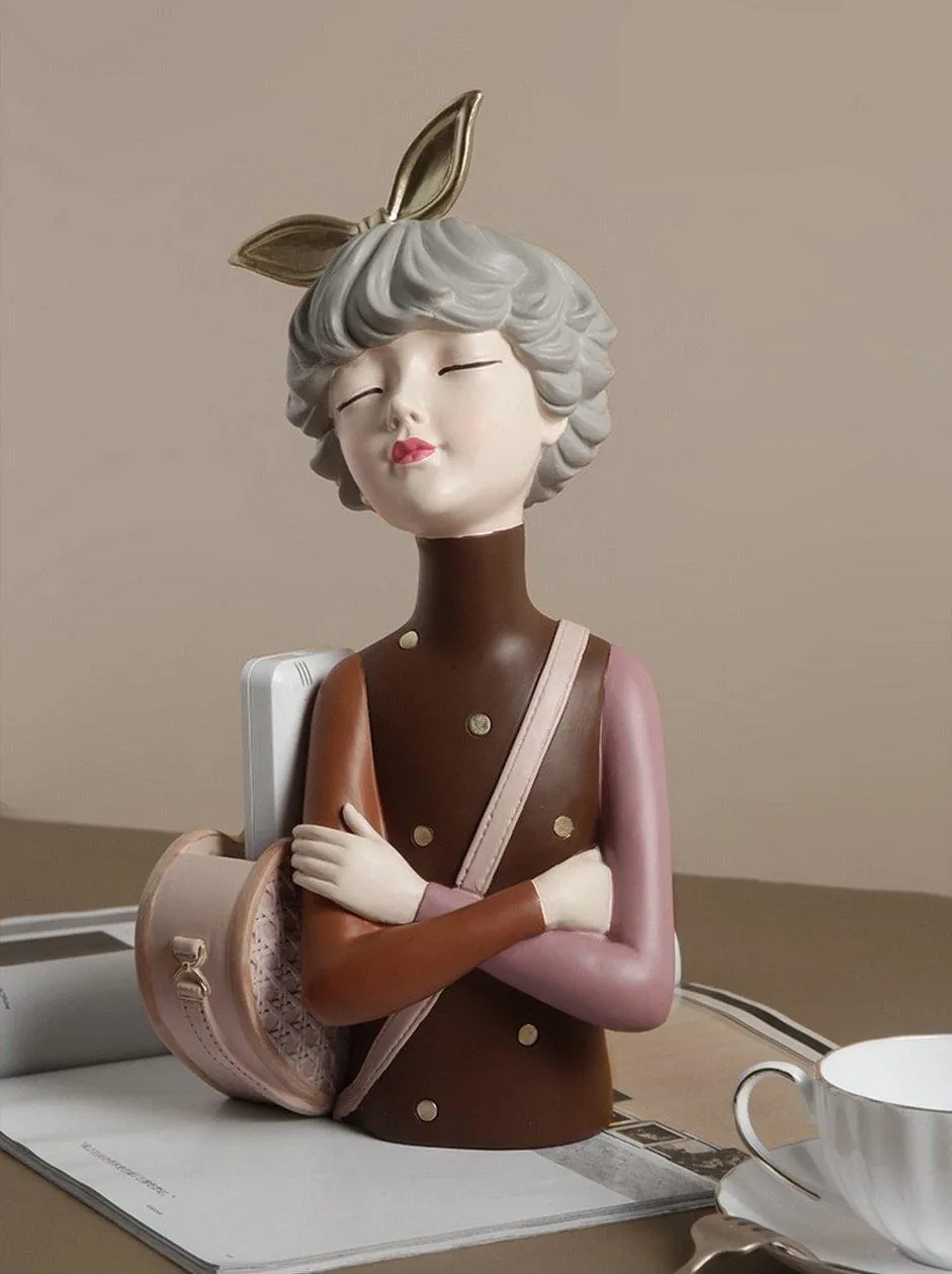 Glamorous Girl Storage Box Vase Brown