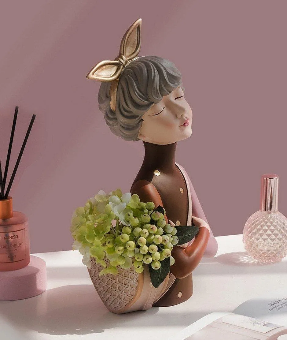 Glamorous Girl Storage Box Vase Brown