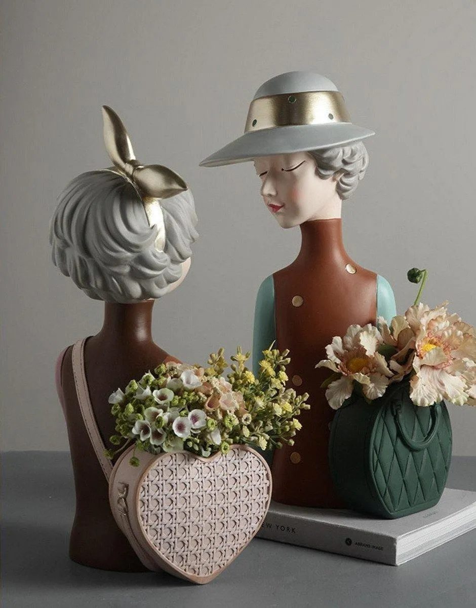 Glamorous Girl Storage Box Vase Brown