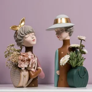 Glamorous Girl Storage Box Vase Brown