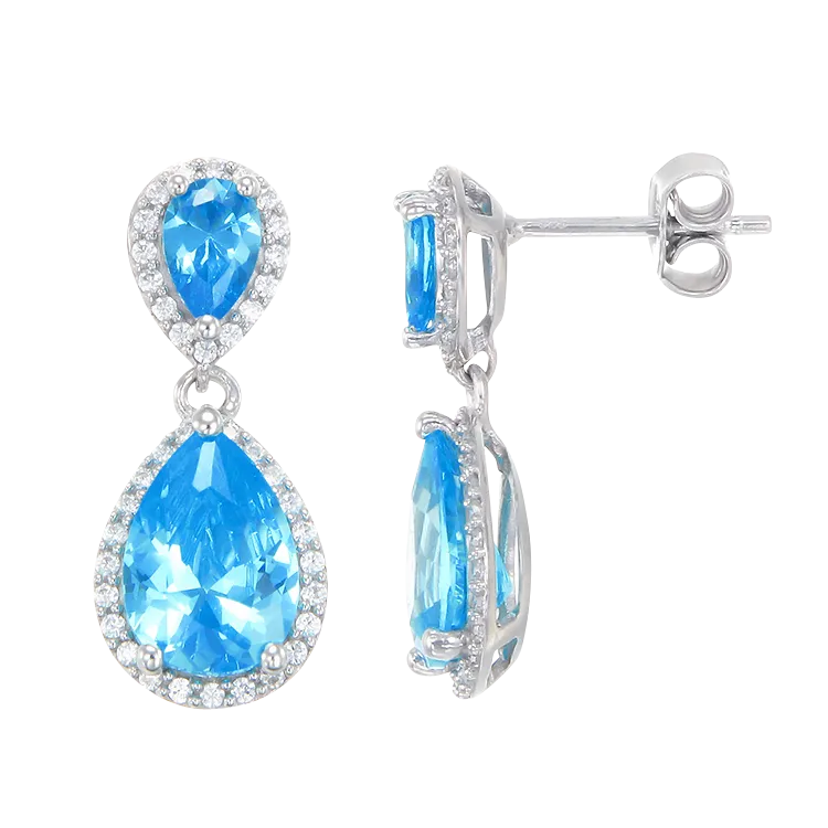Glamorous Teardrop Blue Earrings