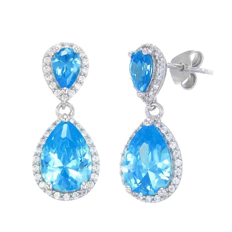 Glamorous Teardrop Blue Earrings