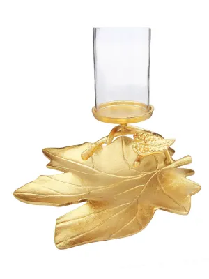 Glass Candle Holder on Gold Leaf Dish