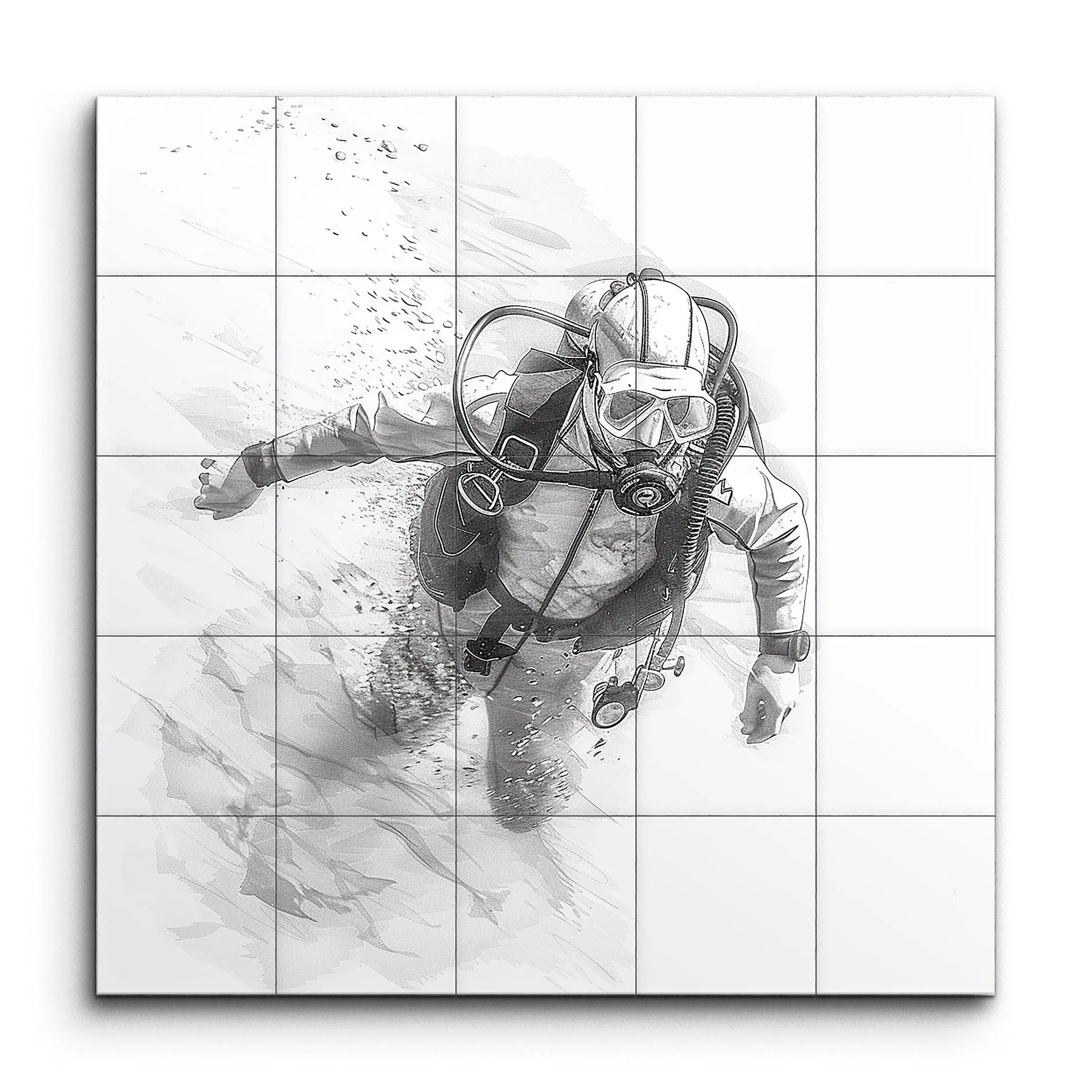 Graceful Diver: Underwater Elegance in Monochrome