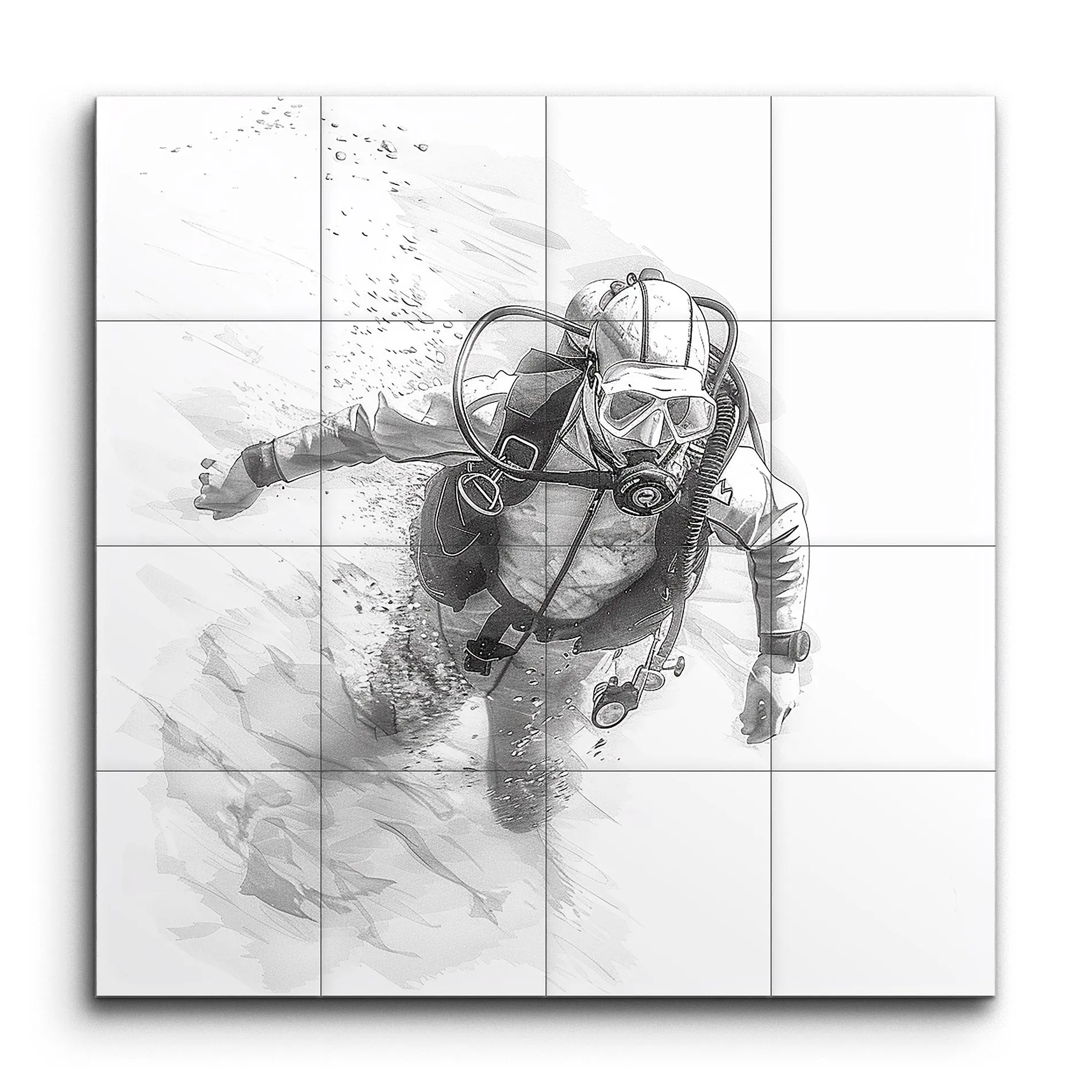 Graceful Diver: Underwater Elegance in Monochrome