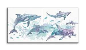 Graceful Dolphins in Vibrant Sea Colors