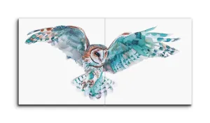 Graceful Flight: Abstract Owl in Cool Hues