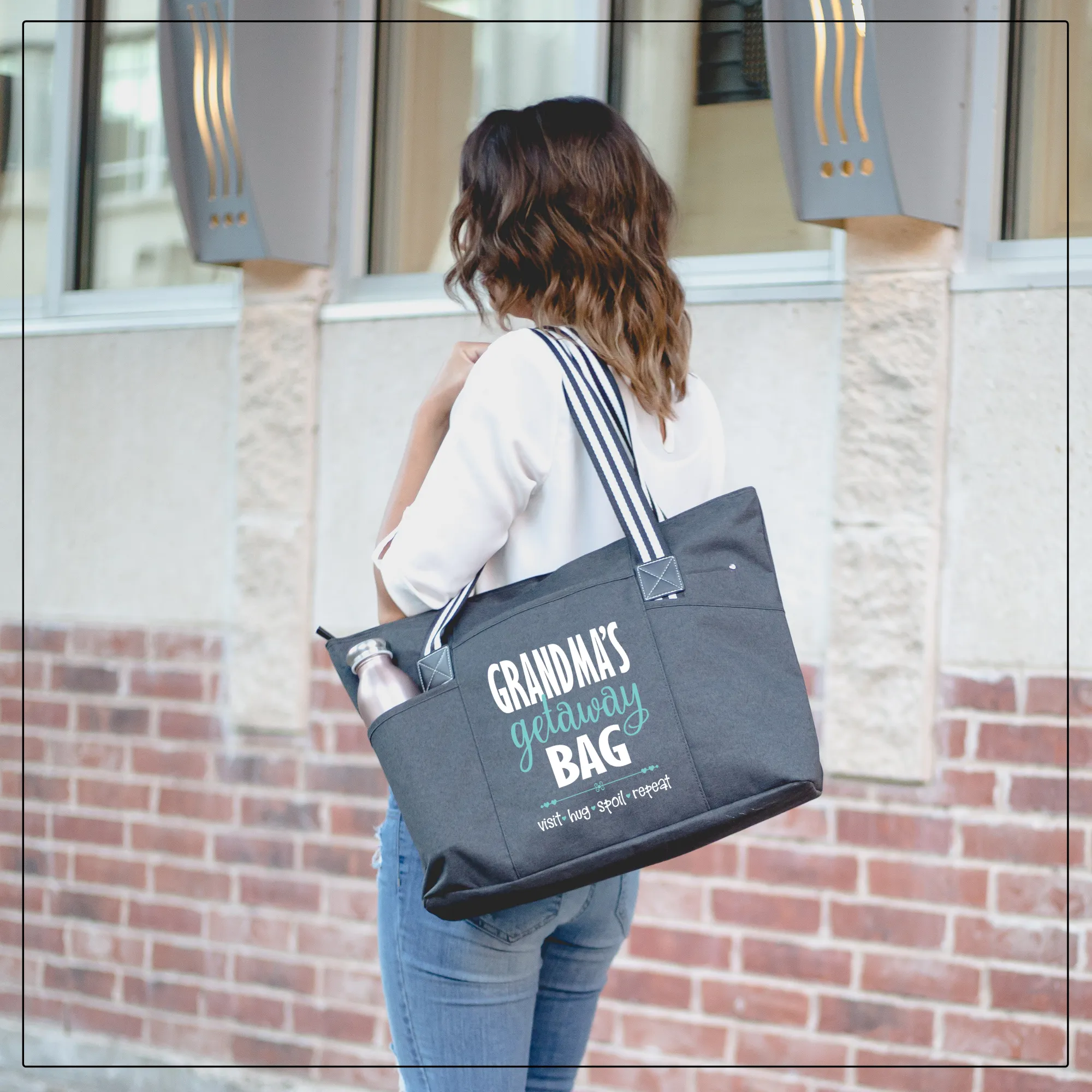 Grandma's Getaway Black Tessa Tote Bag for Grandmothers - Outlet Deal Utah