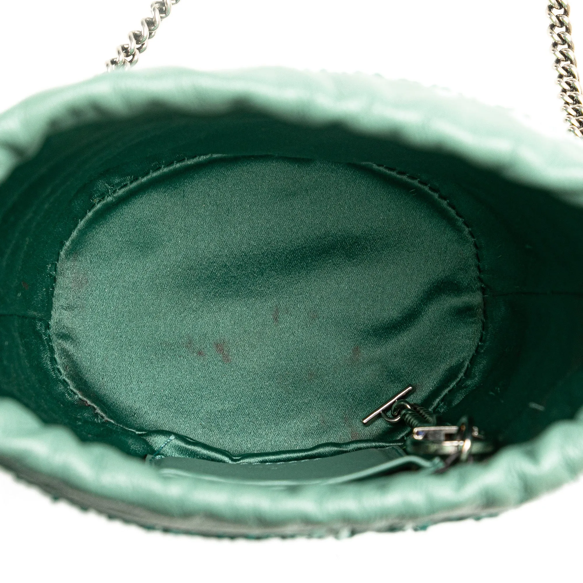Green Gucci Mini GG Marmont Diagonal Matelasse Sequined 2.0 Bucket Bag