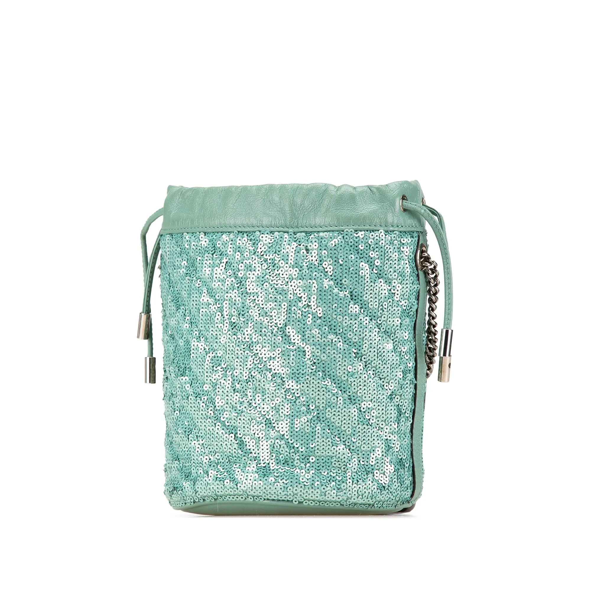 Green Gucci Mini GG Marmont Diagonal Matelasse Sequined 2.0 Bucket Bag