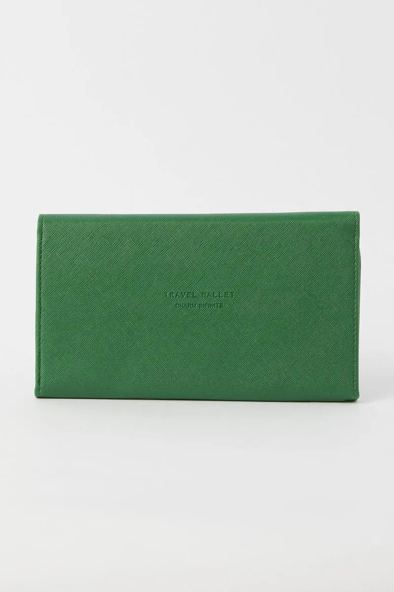 Green Travel Wallet Passport Holder