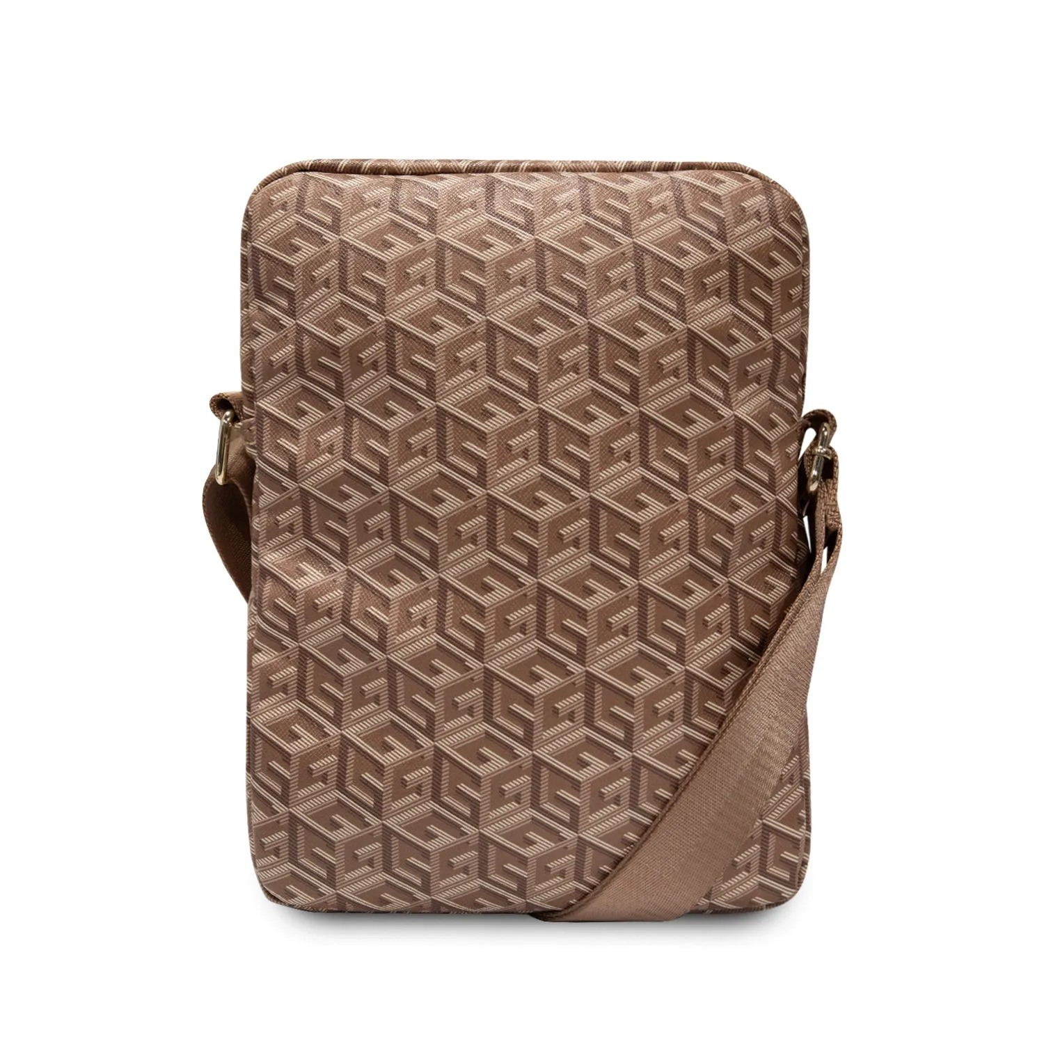Guess - Universal 21" Tablet shoulder bag GCube Stripes (GUTB10HGCFSEW) - Brown