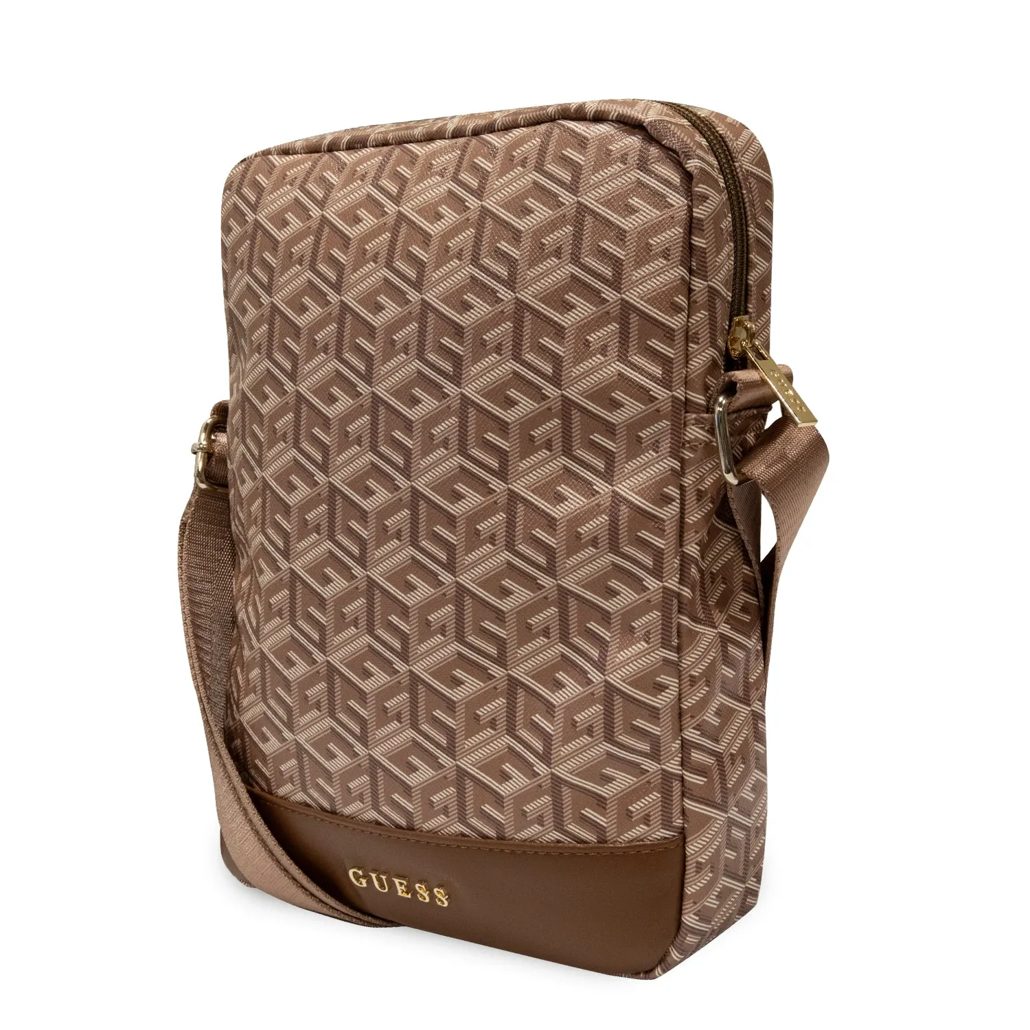 Guess - Universal 21" Tablet shoulder bag GCube Stripes (GUTB10HGCFSEW) - Brown