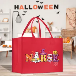 Halloween Trick or Treat Tote Bag Halloween Bag for Kids Halloween Gift Halloween Candy Bag Halloween Doodles Cute Canvas Tote Bag (HW1028)