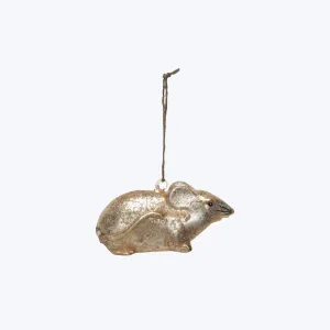 Hand-Painted Glitter Glass Mouse Ornament