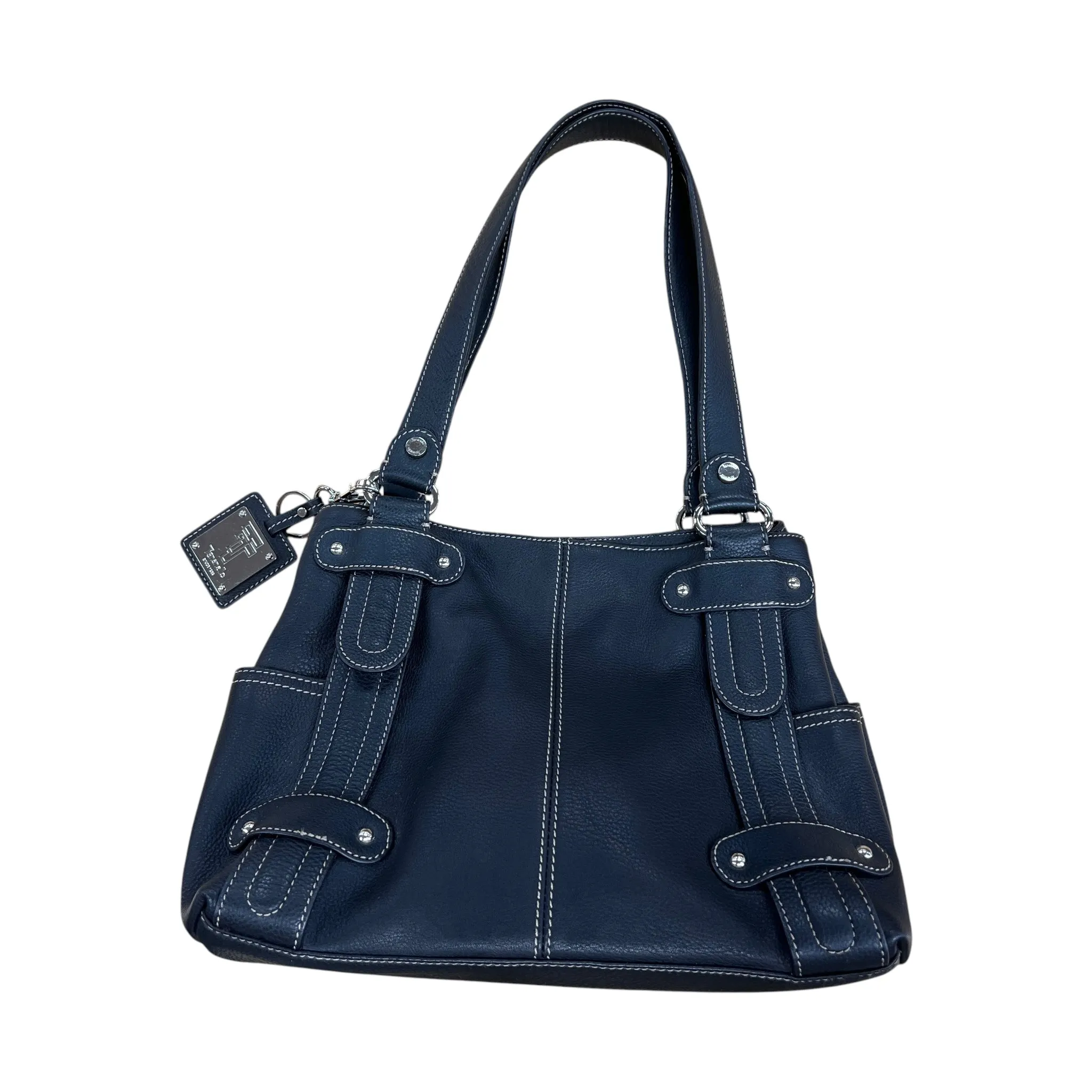 Handbag Leather By Tignanello  Purses In Black, Size:Medium
