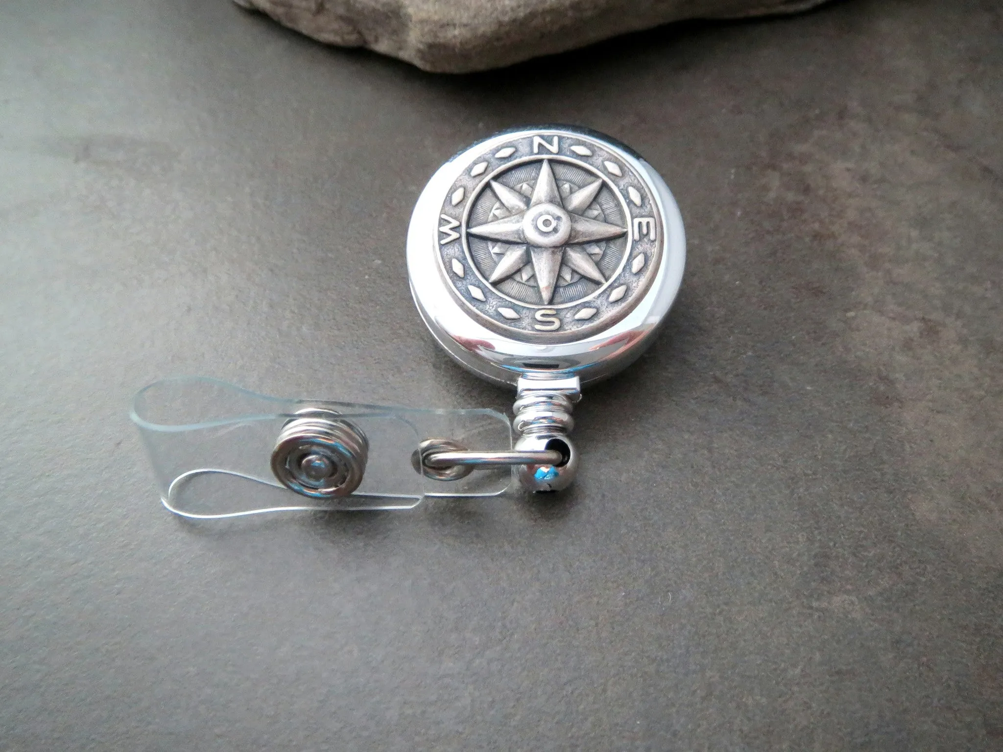 Handmade Compass Badge Holder