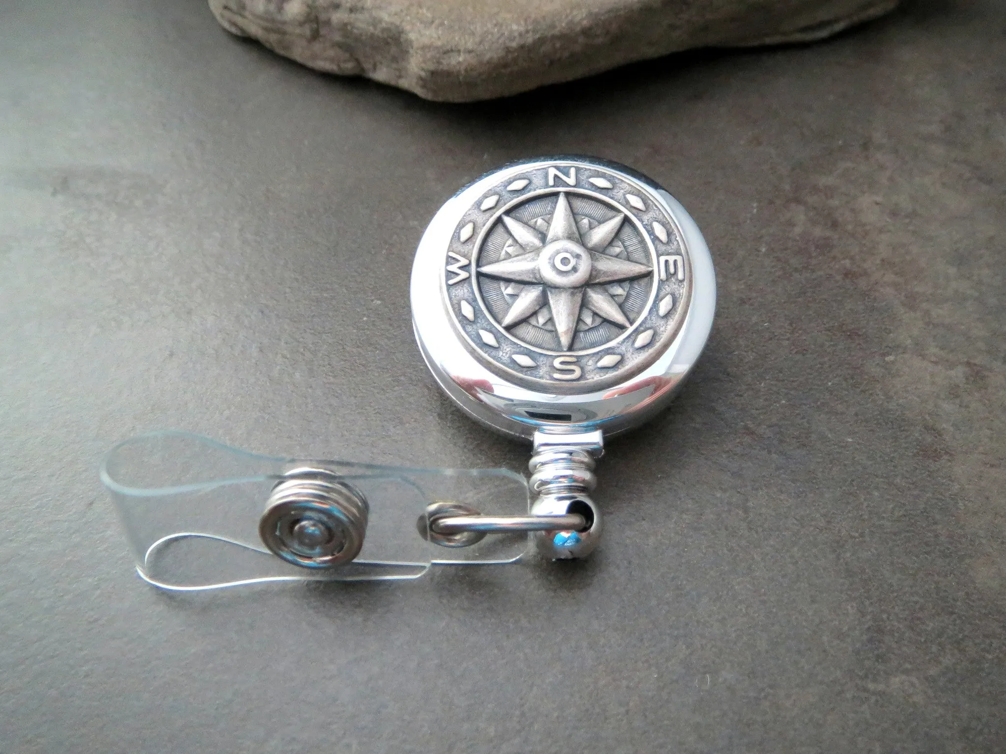 Handmade Compass Badge Holder